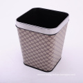 Square Luxury Pattern Leatherette Open Top Trash Can